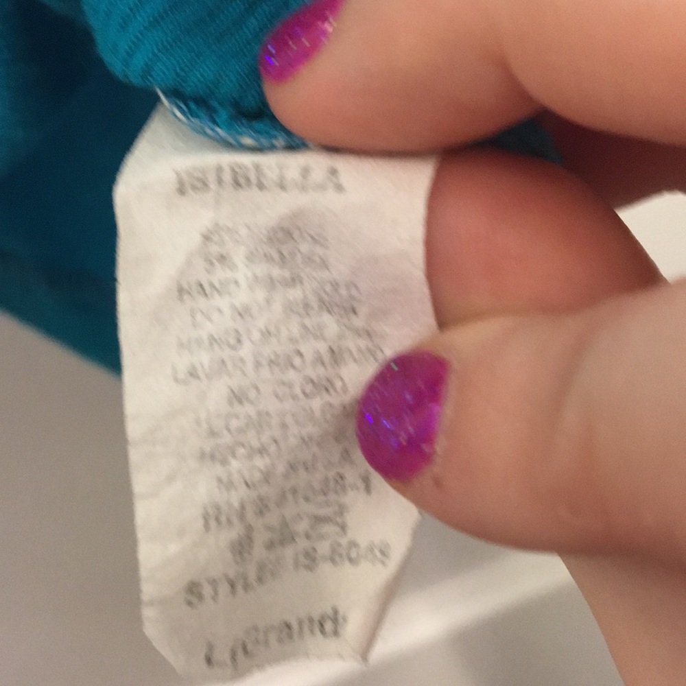 Turquoise Zip Down Ruffle Ribbed Top - Picture 6 of 6